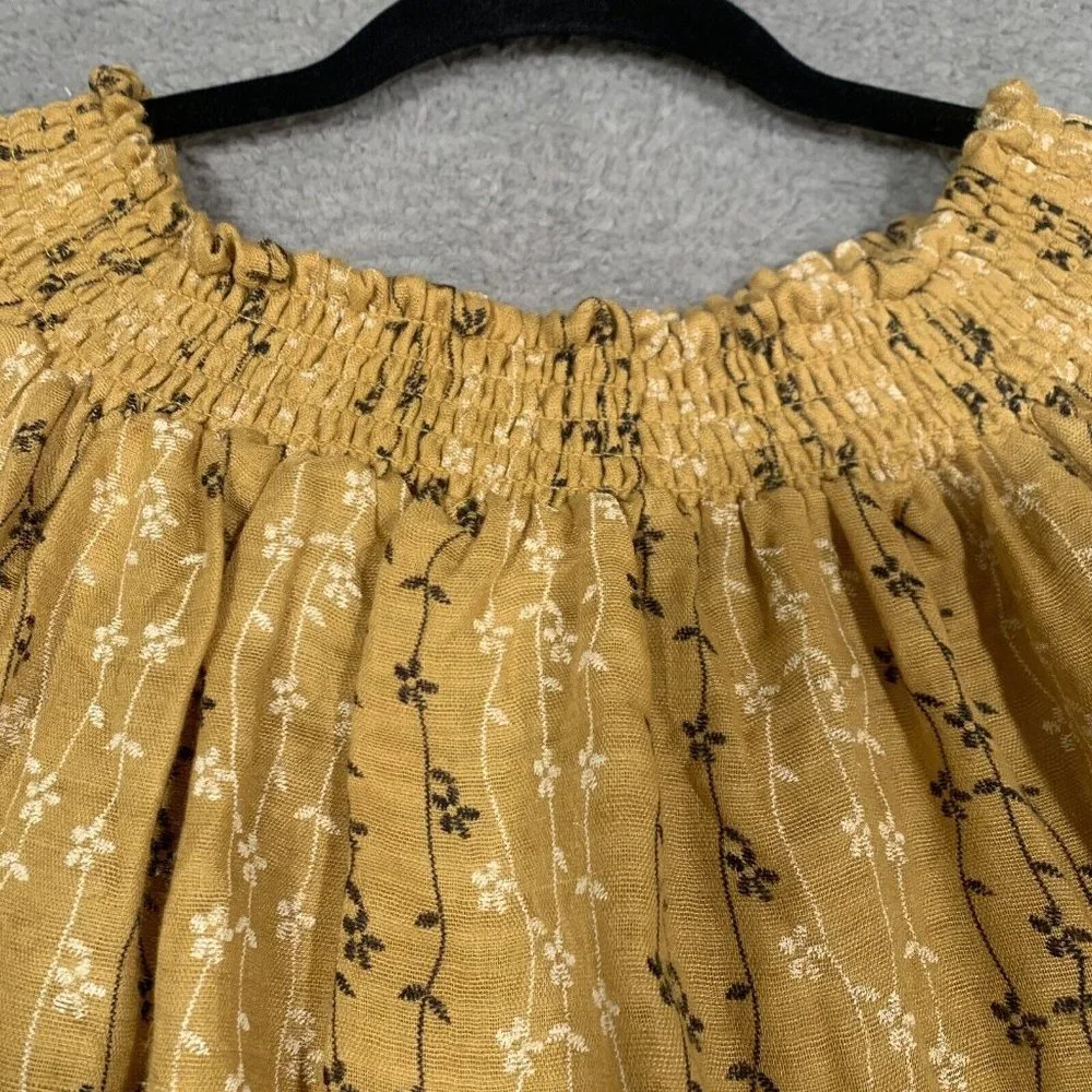 Umgee Blouse Gold Yellow Embroidered Flower‎ Vines Bell Sleeves Medium M - Picture 10 of 10